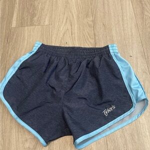 Tyler's Women's Athletic Shorts - Dark Gray with Light Blue Trim